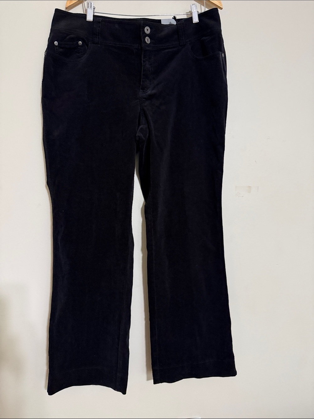 Lane Bryan Classic Black Corduroy Pants women 18 boot straight festival casual